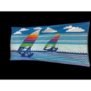 Vintage Royal Terry colorful windsurfer beach towel
